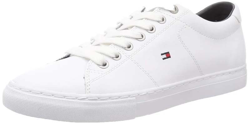 Tommy Hilfiger Men’s Essential Leather Cupsole Trainers, White (White), 5.5