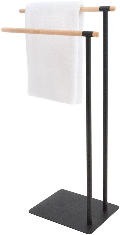 Sealskin Brix Towel Rack, Metal, Wood, Black, 43 x 79.5 x 24 cm
