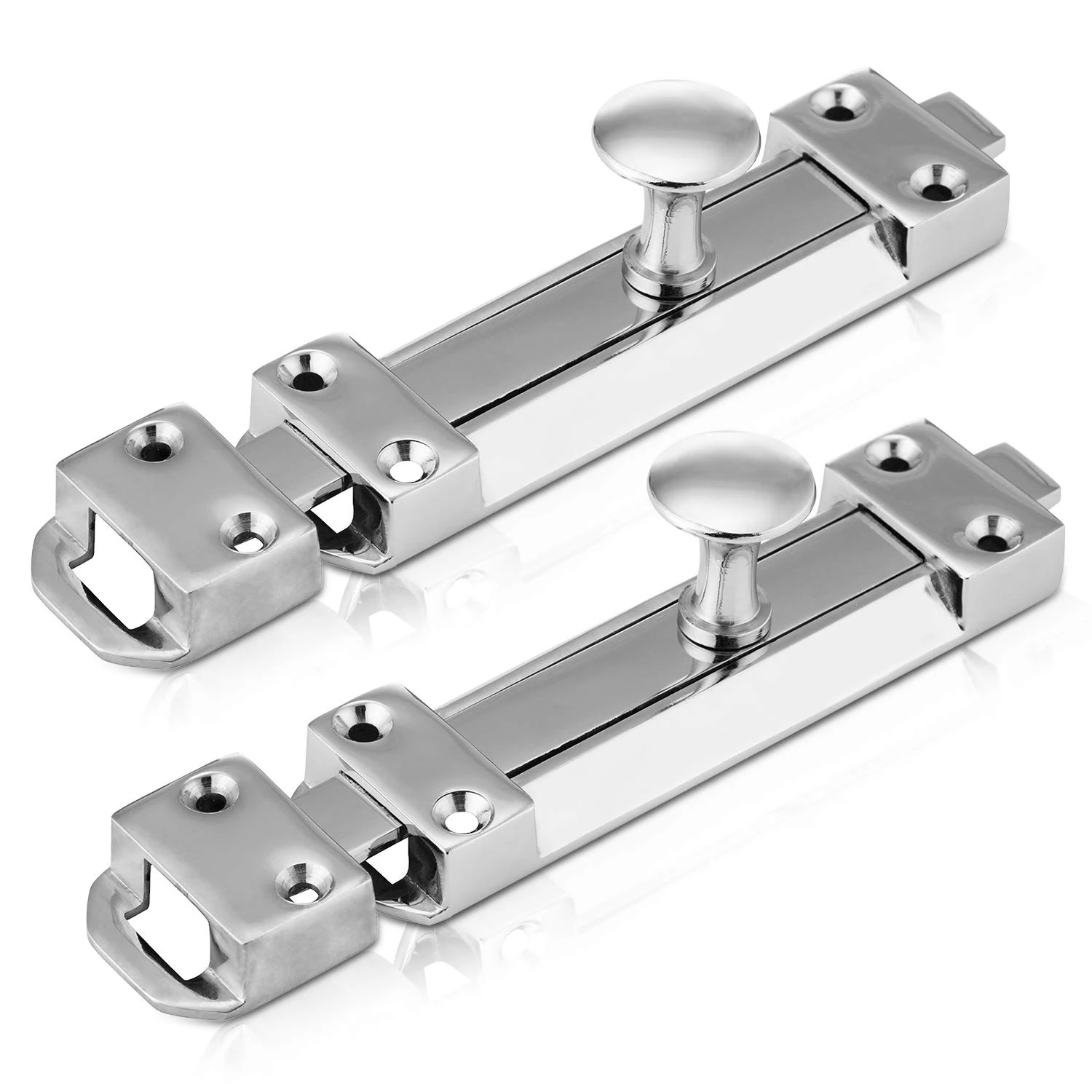 XFORT® 2 Pack Polished Chrome Door Bolt, Surface Mounted Sliding Door Lock, Durable Door Lock Bolts Ideal for Securing Internal Doors for Bedrooms, Bathrooms, Cupboards and Storage Units (100mm)