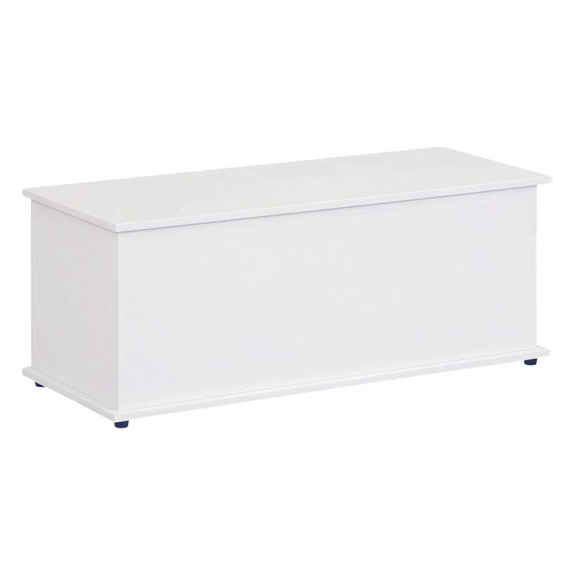 HOMCOM 113L Storage Chest, Storage Box with Flip-Top Lid and 2 Safety Hinges, Storage Trunk for Living Room, Entryway, 100 x 40 x 40 cm, White