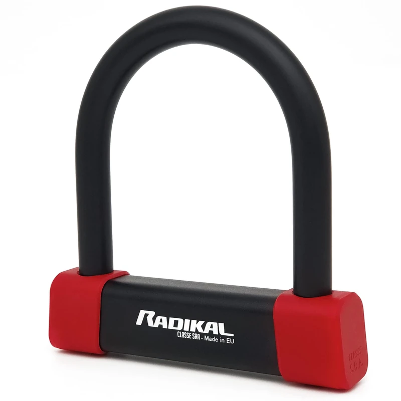 RADIKAL RK120125 Premium U Lock for Motorcycle, SRA Approved, 120x125mm/4,7x4,9in Multiple Locking Options, ø18mm/0.7in Coated Double Locking Shackle, Heavy Duty Anti Theft U Lock for Moto Scooter