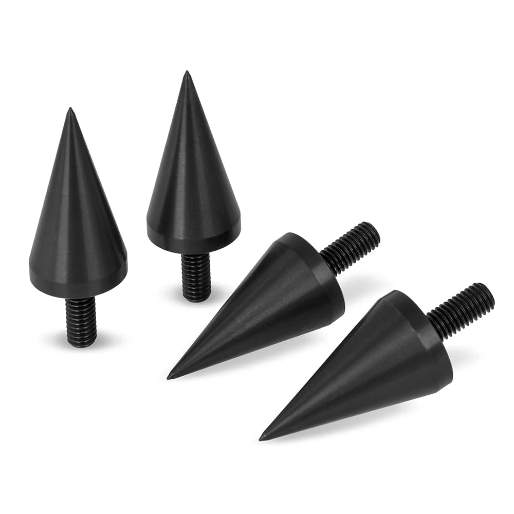 PrecisionGeek – M6 Speaker Spikes (Ø20mm × 37mm | Black Aluminium, Set of 4) – CNC Machined Isolation Feet for HiFi Speakers, Subwoofers, Soundbars & Amplifiers – Anti-Vibration Audio Upgrade