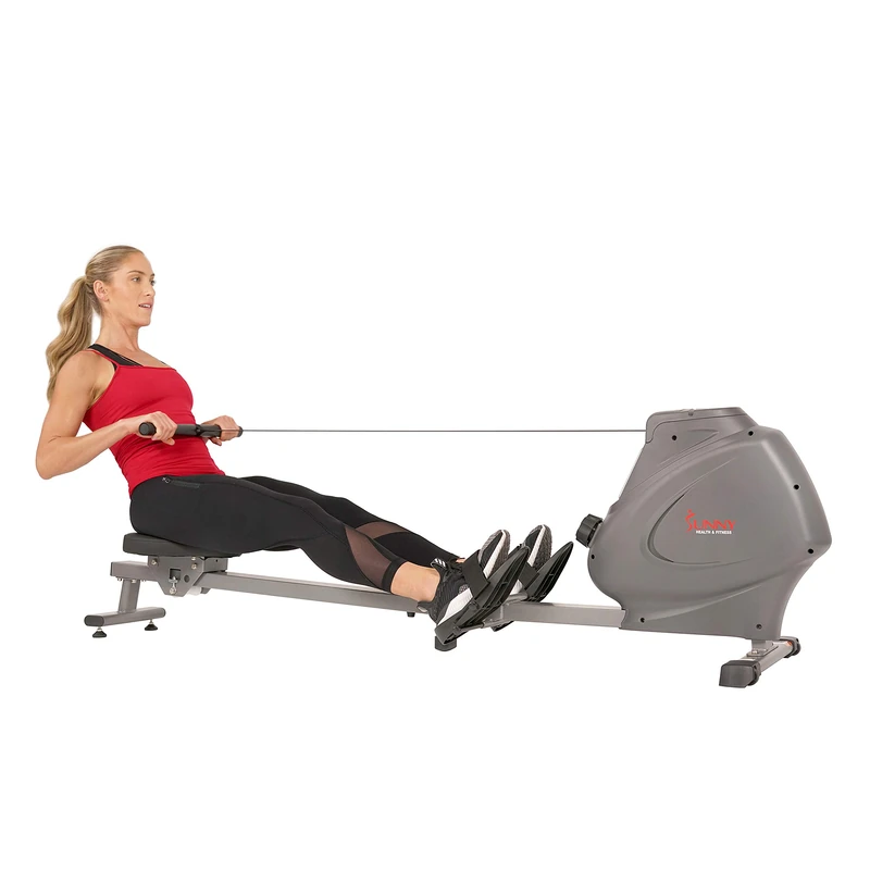 Sunny Health & Fitness Foldable and Compact Magnetic Rowing Machine, 285 lb Max, Synergistic Motion, LCD Display, Super Quiet, Ergonomic Pedals, SF-RW5801