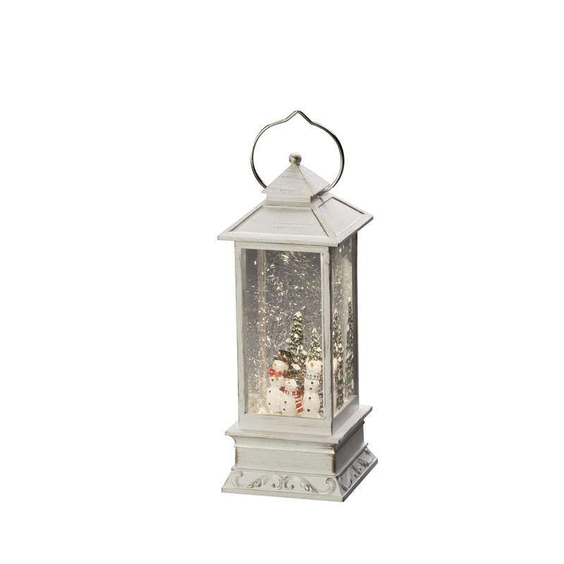 Konstsmide 4365-200 LED Snow Globe Lantern "Snowman Family Scene", Water Filled/Water Spinner/Indoor (IP20) with 5 Hour Timer/Battery Operated: 3xC 1.5V (excl.)/Christmas Lantern 1 Warm White Diodes - Image 1