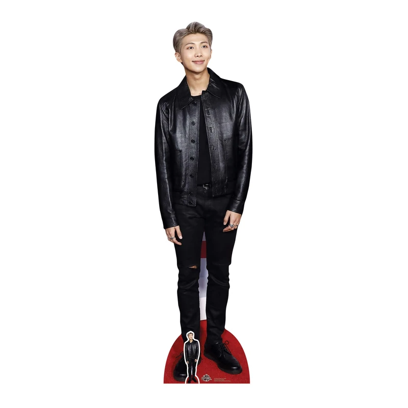 Star Cutouts CS750 BTS RM Kim Nam-joon Black Leather Lifesize Cardboard Cutout with Free Mini – K-Pop Leader Display & Fan Gift - Image 1