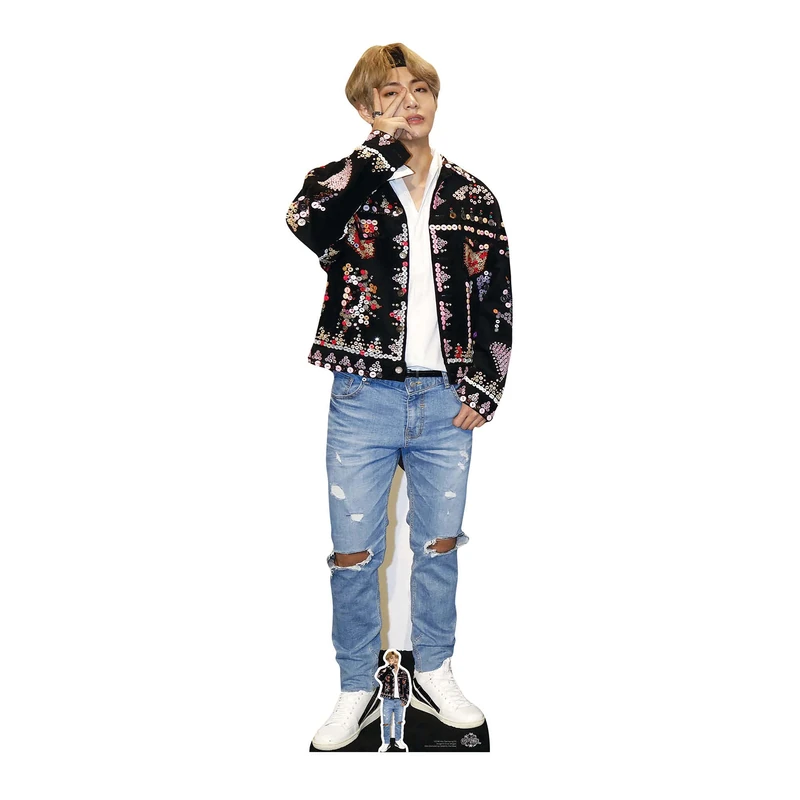Star Cutouts CS746 BTS V Kim Taehyung Lifesize Cardboard Cutout with Free Mini – K-Pop Fan Display, Party Decoration & Collector Gift