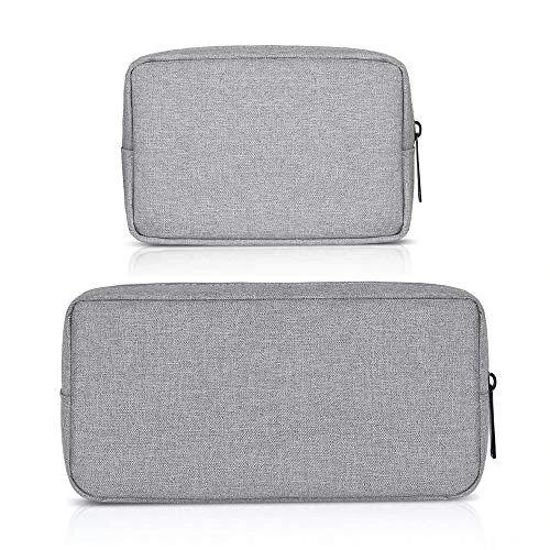ERCENTURY Universal Electronics/Accessories Soft Carrying Case Bag, Durable & Light-weight,Suitable for Out-going, Business, Travel and Cosmetics Kit (Gray-Small&Big)