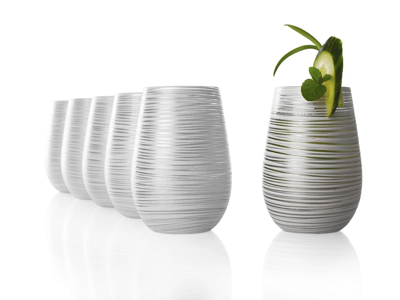 Stölzle Lausitz Twister White Silver Set of 6 465 ml - All-Round Glasses for Water, Juice & Cocktails - High-Quality Drinking Glasses Made of Lead-Free Crystal Glass - Dishwasher Safe & Shockproof