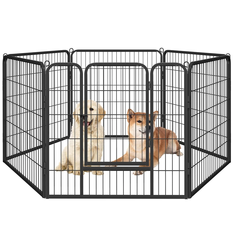 Yaheetech Dog Playpen, 6 Panel Puppy Play Pen Heavy Duty Pet Exercise Fence for Garden/Yard 80cm Height