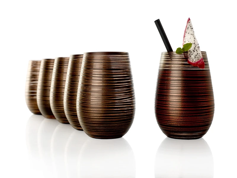 Stölzle Lausitz Twister Glasses 465 ml Black Bronze I Drinking Glasses Set of 6 I Glasses Set Dishwasher Safe I High Break Resistance I Universal Glasses as Water Glasses Juice or Long Drink Glasses