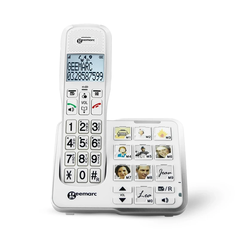 Geemarc Amplidect 595 Photo Amplified Cordless Phone, Big Button Phone for Elderly with Photo Memories, SOS Function and Large Buttons for Seniors