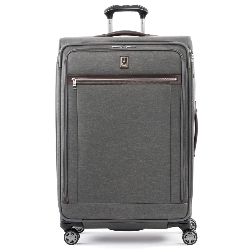 Travelpro Platinum Elite Softside Expandable Checked Suitcase, 8 Wheel Spinner Large Suitcase, TSA Lock, Men and Women, Vintage Grey, Checked Large 83x54x34 cm