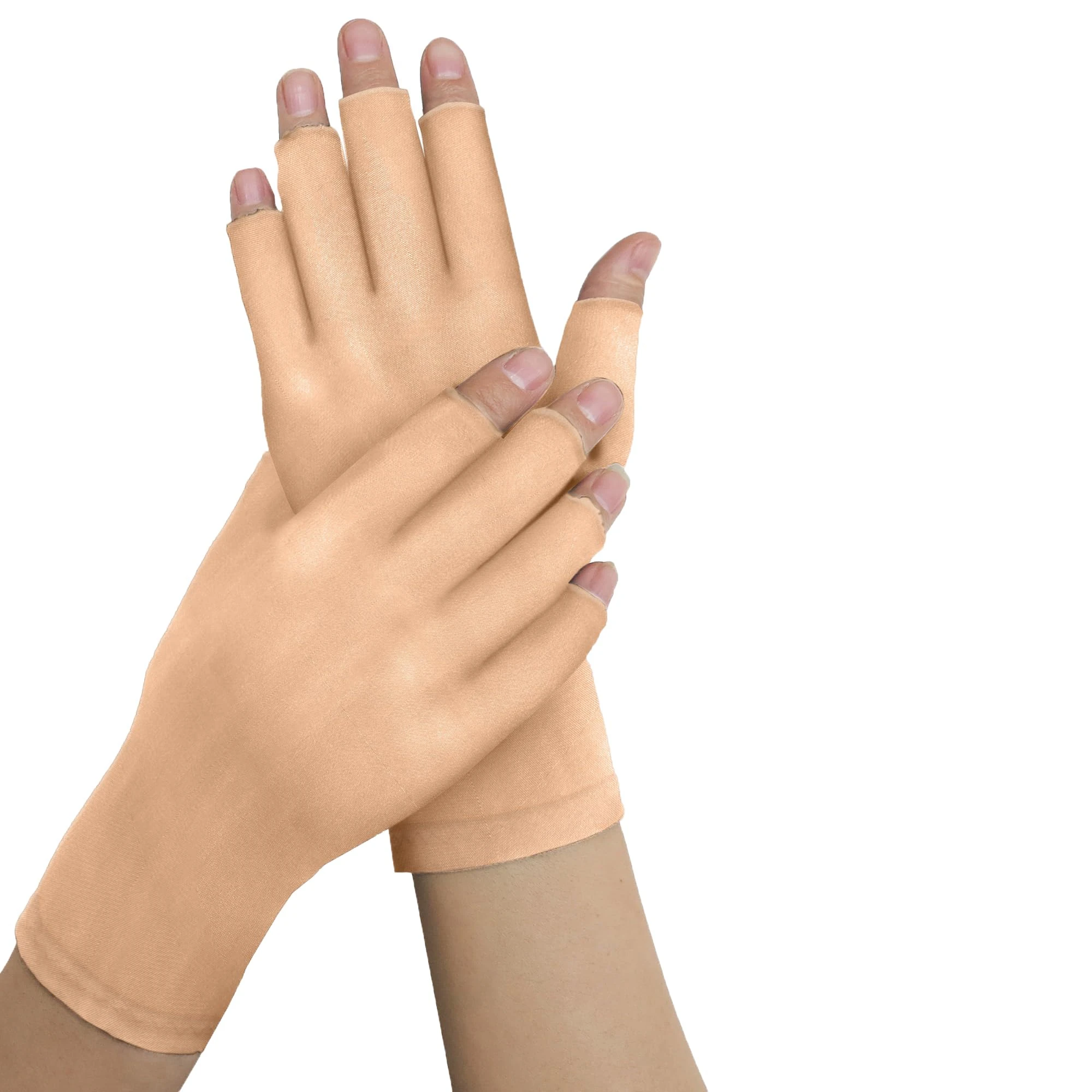 Doctor Developed Arthritis Gloves for Women & Men - Open-Finger Rheumatoid Arthritis Gloves for Pain Relief (Nude, M)
