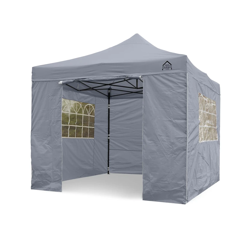 All Seasons Gazebos 3x3m Heavy Duty Fully Waterproof Pop up Gazebo With 4 Side Walls and Accessory Pack - Metallic Grey