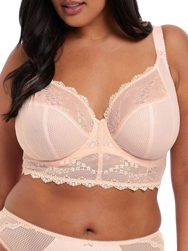 Elomi Women's Charley Longline Underwire Bralette Plunge Bra, Opaque, Ballet Pink, 36E