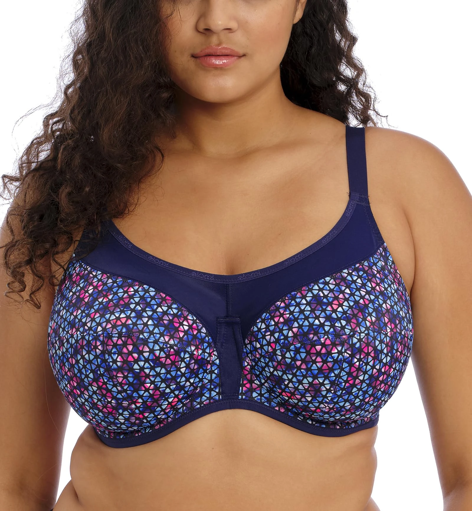 Elomi Women's Sports Bra, Opaque, Navy Geo, 32H US