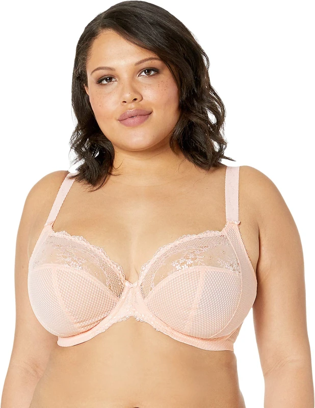 Elomi Women's Charley Stretch Lace Underwire Plunge Bra Ballet Pink, 40GG