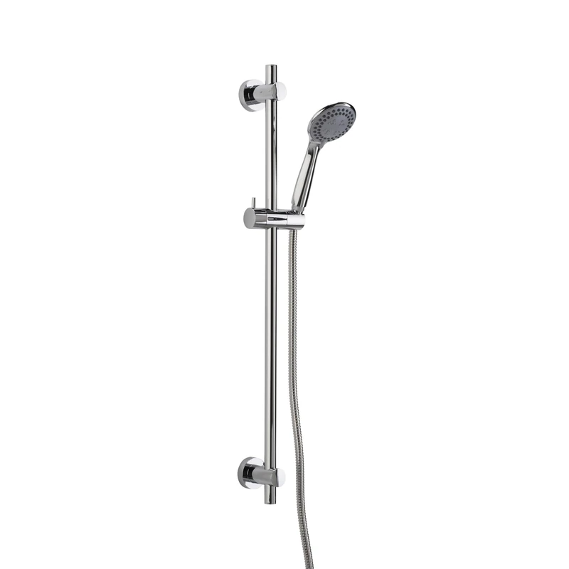 Croydex Flexi-Fix Chrome Shower Head and Hose Set with Riser Rail - Shower Handset with 3 Spray Patterns, 800mm Rail, Reinforced 1500mm Shower Hose, Universal Holder, Water Saving, Rub Clean Nozzles