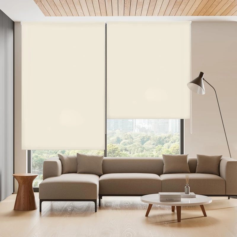Blindecor Ara - Plain translucent roller blind, beige, 160x250 cm (width x height)