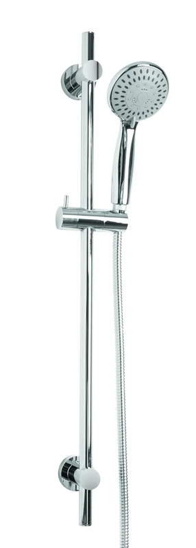 Croydex Flexi-Fix Chrome Shower Riser Rail Kit - Shower Handset with 5 Spray Patterns and Rub Clean Nozzles, Adjustable 800mm Rail, Reinforced 1500mm Shower Hose, Universal Holder, Water Saving