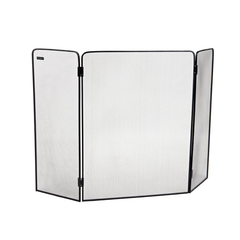 Mind Reader FIRESCREEN-BLK 3 Panel Fire Place Screen Door Panel with Double Bar Black Finish, Black - Image 1