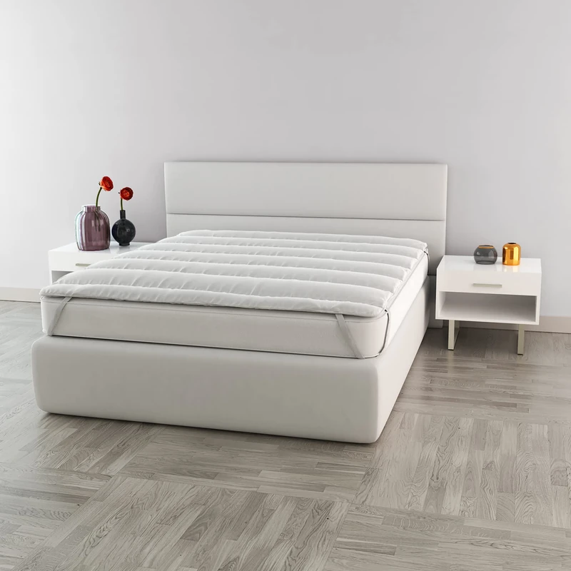 Italian Bed Linen Elegant Topper, White, Double