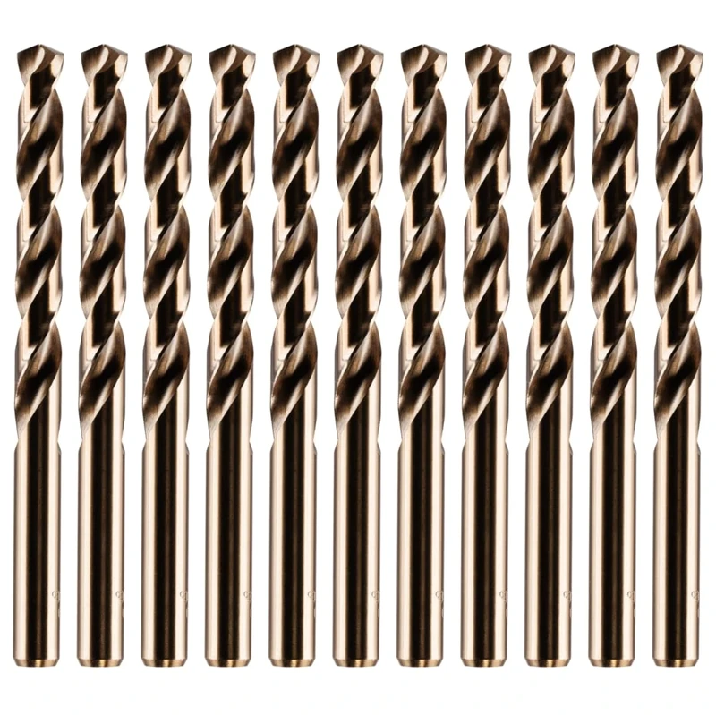 Rennie Tools - Box of 10 x 11.5mm HSS Gold Cobalt Jobber Drill Bit Set For Stainless Steel, Hard Metals, Aluminium, Cast Iron, Copper. Twist Drill Bit Sets Supplied In A Box. 11.5mm Drill Bit Set