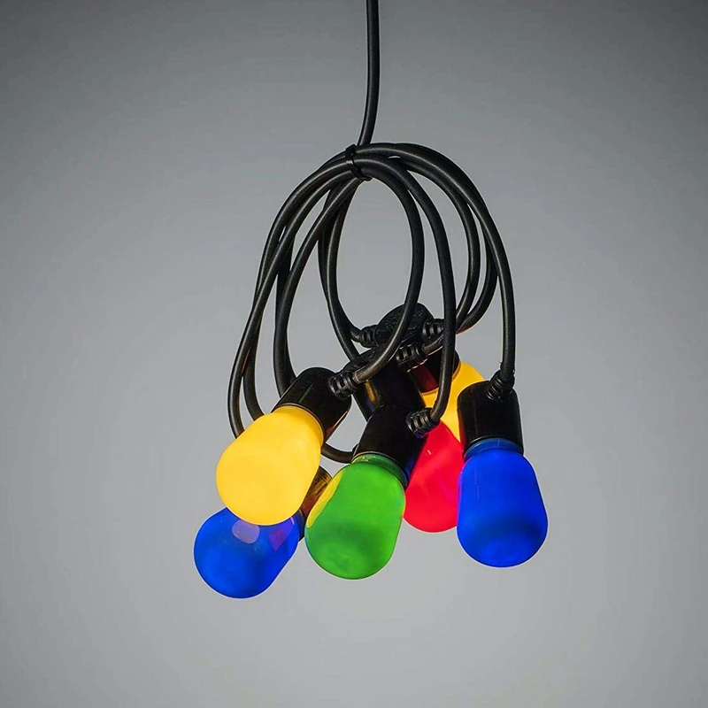 Konstsmide LED Festoon Lights/Outdoor Lights Pigmy Style Shape Bulbs/Outside (IP44) / 40 Opal Multi Bulbs / 80 Warm White Diodes/Black Cable Garden String Lights