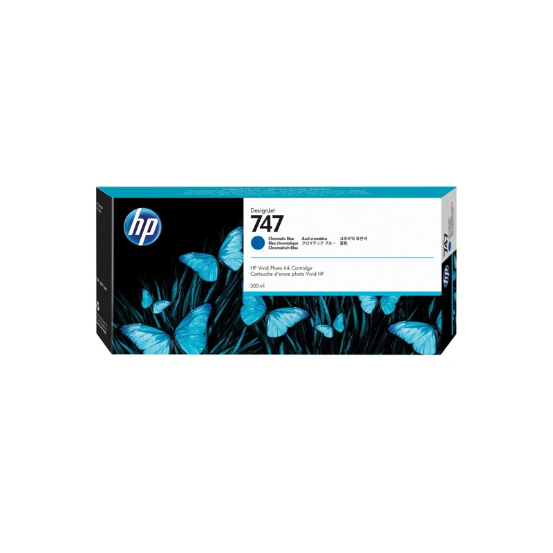 HP Original P2V85A 747 Chromatic Blue Ink Cartridge 300ML