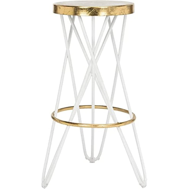 SAFAVIEH Modern Bar & Counter Stool, in White and Gold