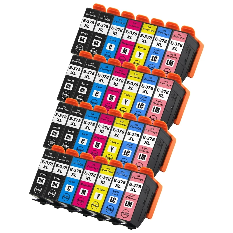 Go Inks E-378XL Compatible Set of Ink Cartridges + Extra Black for use with Epson Expression Photo Printers (Set of 28 Inks)