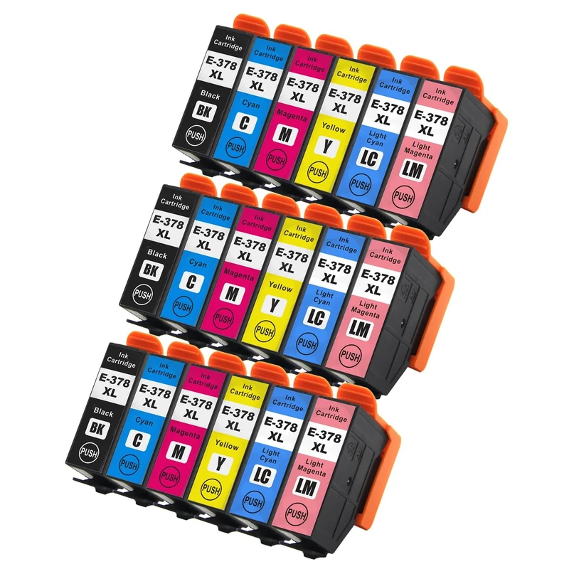 Go Inks E-378XL Compatible Set of Ink Cartridges for use with Epson Expression Photo Printers (Set of 18 Inks)