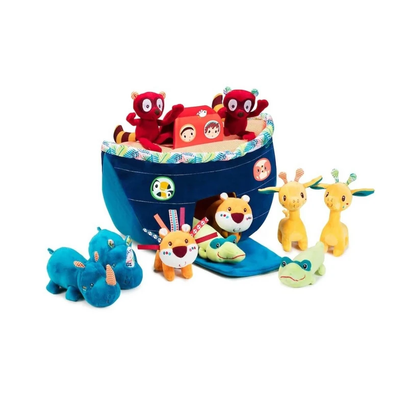 LILLIPUTIENS - My First Noah's Ark - Educational Activity Toy with Plush Animals - Stimulates Imagination and Motor Skills - Portable with Handle - Awakening Toy - From 18 Months - 83089