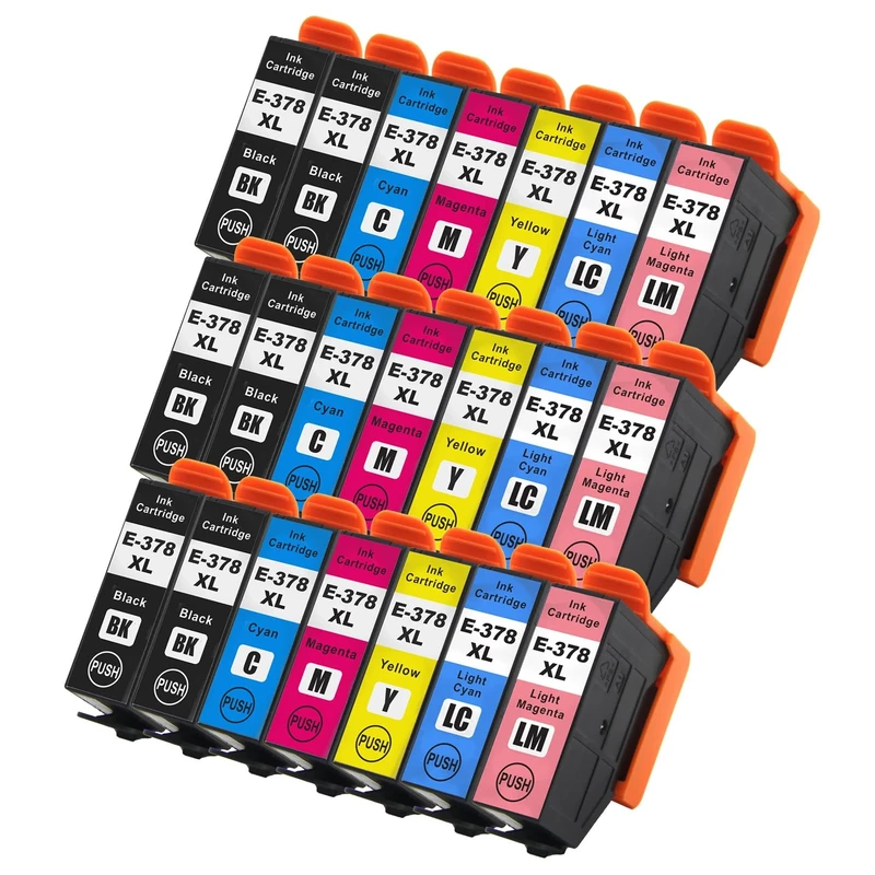 Go Inks E-378XL Compatible Set of Ink Cartridges + Extra Black for use with Epson Expression Photo Printers (Set of 21 Inks)