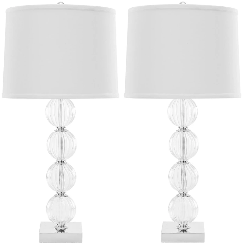 SAFAVIEH Modern Metal Table Lamps - Set of 2, in Clear