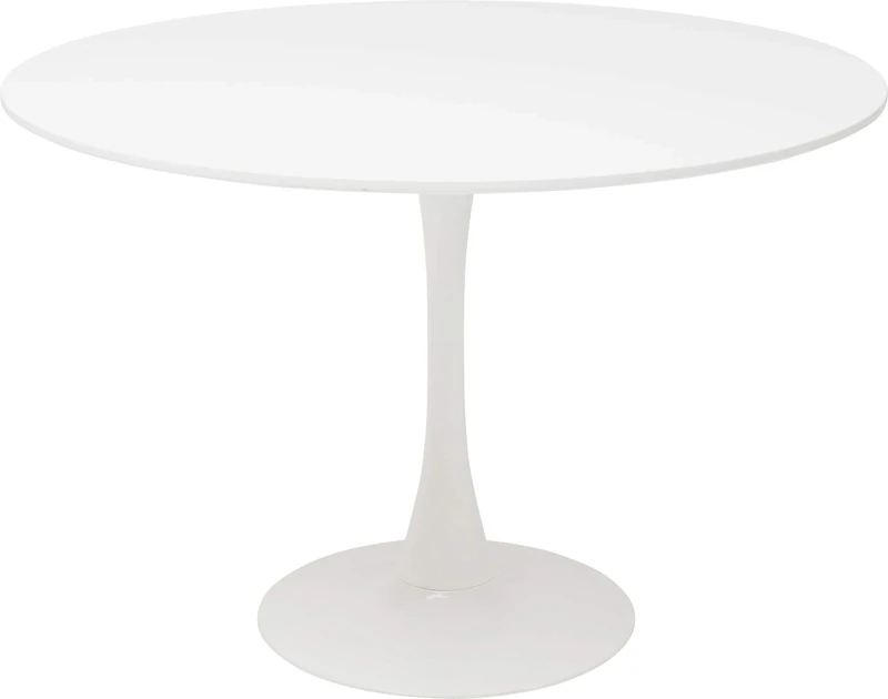 Kare Design Table Schickeria, White, Wood, Steel base, Diameter 110 cm, Seats for 4 people, Round Dining Table, Modern Furniture, Kitchen, Dining Room, Living Room