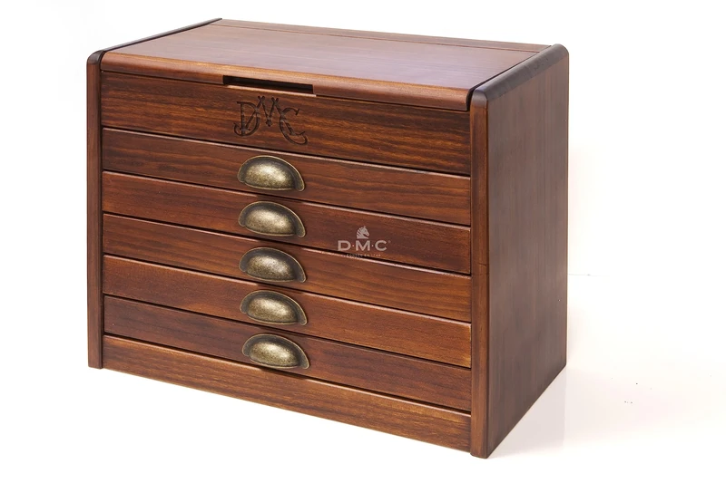 DMC Wooden Collectors Box Includes one Each of All 500 Stranded Cotton Threads