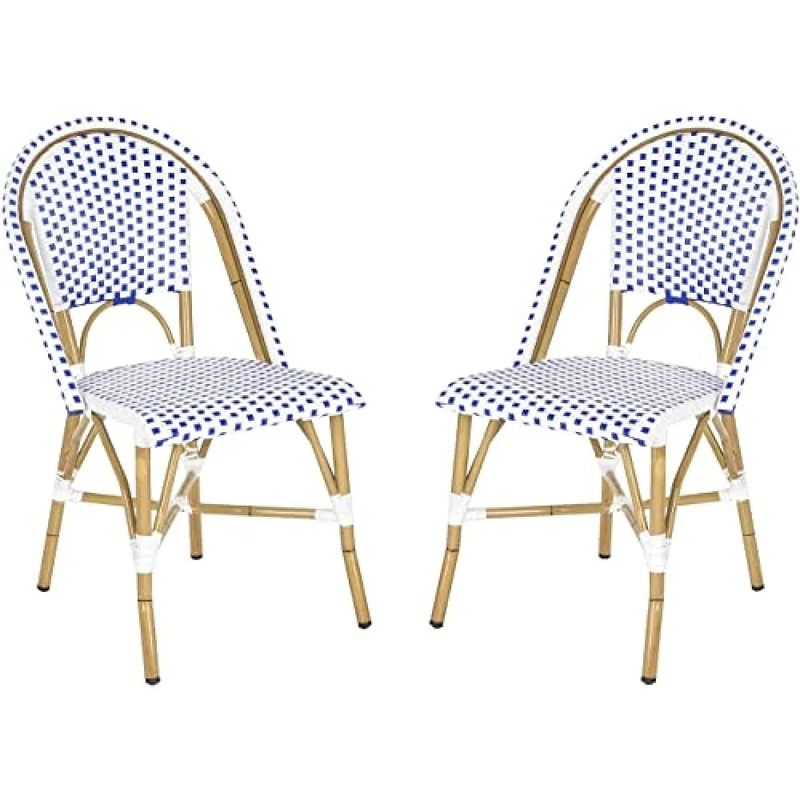 Safavieh Poly-Rattan Outdoor Dining Chairs - Set of 2, in Blue and White and Light Brown