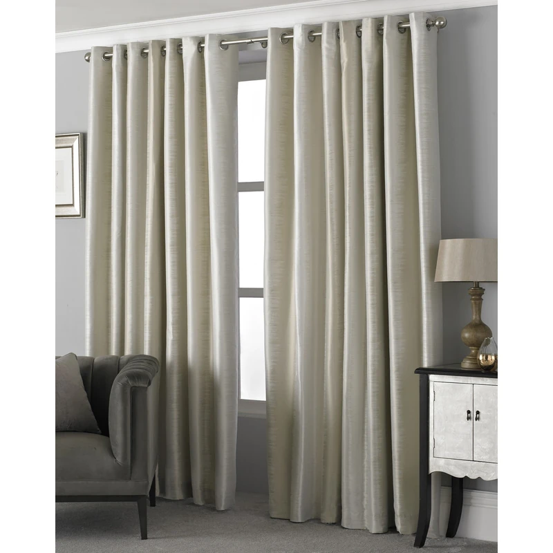 Riva Paoletti Ring Top Eyelet Curtains, Polyester, Champagne Beige, 66x72 (168x183cm)