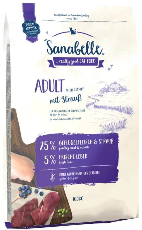 Sanabelle Adult with Ostrich | Dry Food for Adult Cats (from 12 months) | 4 x 2000g