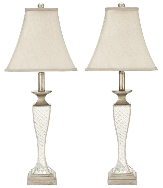 SAFAVIEH Modern Glass Table Lamps - Set of 2, in Silver
