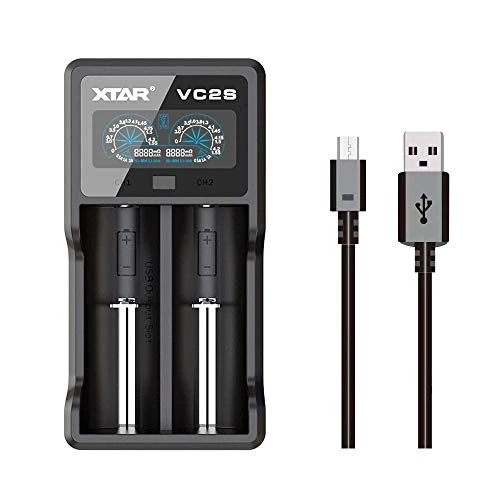 18650 Battery Charger UK XTAR VC2S LCD Display with USB Output For 10440 18500 18650 18700 20700 21700 22650 25500 26650 AAAA AAA AA A SC C Batteries