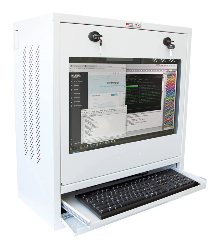 TECHLY PROFESSIONAL 104899 PC security cabinet, LCD monitor & keyboard White - Image 1