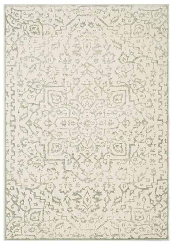 Safavieh Transitional Indoor Woven Rectangle Area Rug, Noble Collection, NBL691, in Light Blue / Ivory, 99 X 140 cm for Living Room, Bedroom or Any Indoor Space