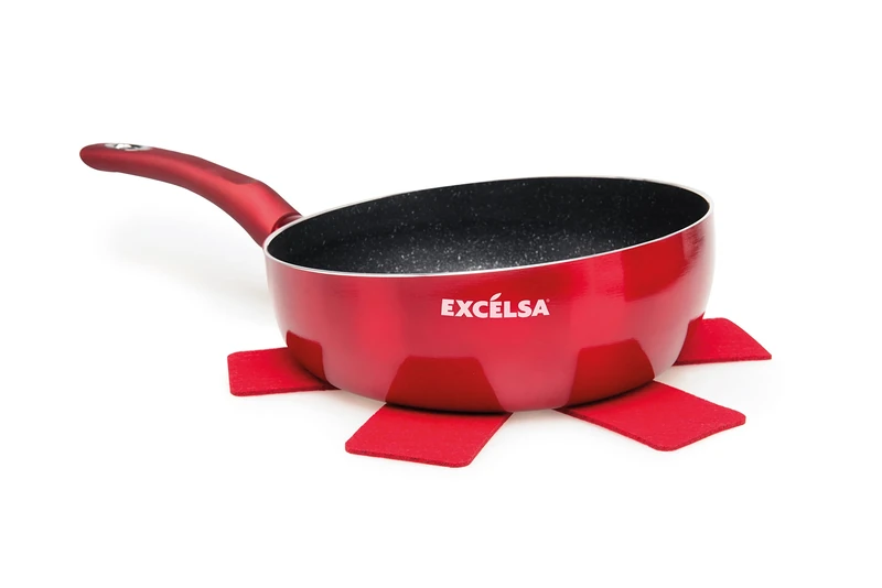 Excelsa Phoenix Frying Pan 26 cm, Aluminium, Red