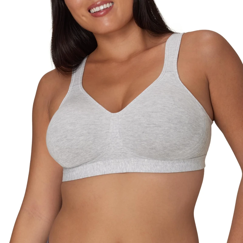 Playtex Women's 18 Hour Ultimate Lift & Support Cotton Stretch Wireless Bra Us474c Full Coverage, Opaque, Grey Heather, 40D