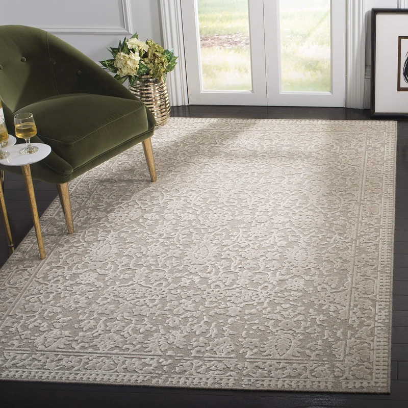 SAFAVIEH Geometric Rug for Living Room, Dining Room, Bedroom - Lana Collection, Short Pile, in Beige and Beige, 122 X 183 cm