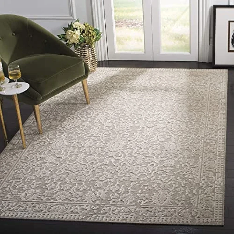 SAFAVIEH Geometric Rug for Living Room, Dining Room, Bedroom - Lana Collection, Short Pile, in Beige and Beige, 152 X 229 cm