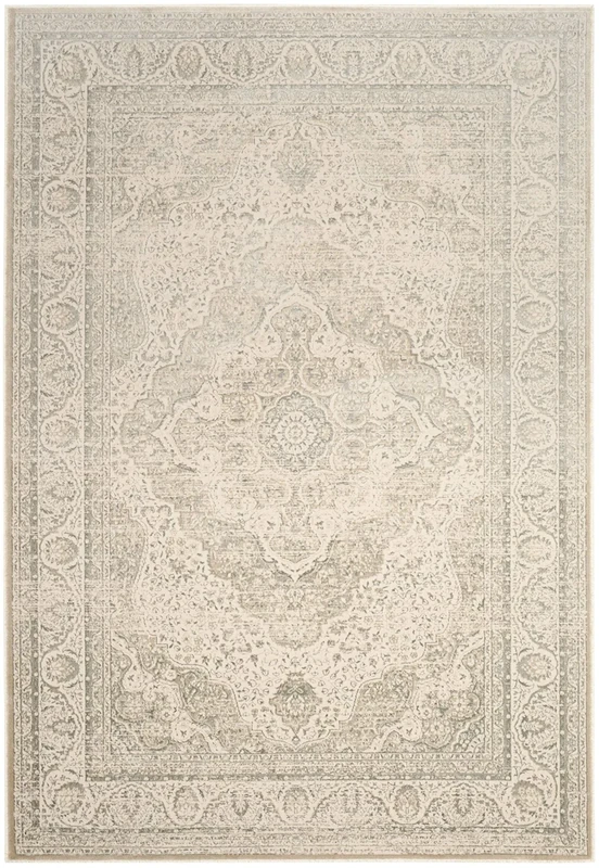 Safavieh Transitional Indoor Woven Rectangle Area Rug, Noble Collection, NBL692, in Silver / Cream, 99 X 140 cm for Living Room, Bedroom or Any Indoor Space