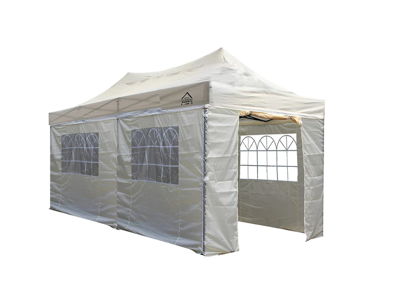 All Seasons Gazebos 3M x 6M Waterproof Gazebo Party Tent with Rustproof Frame and Wheeled Carry Bag (Green)